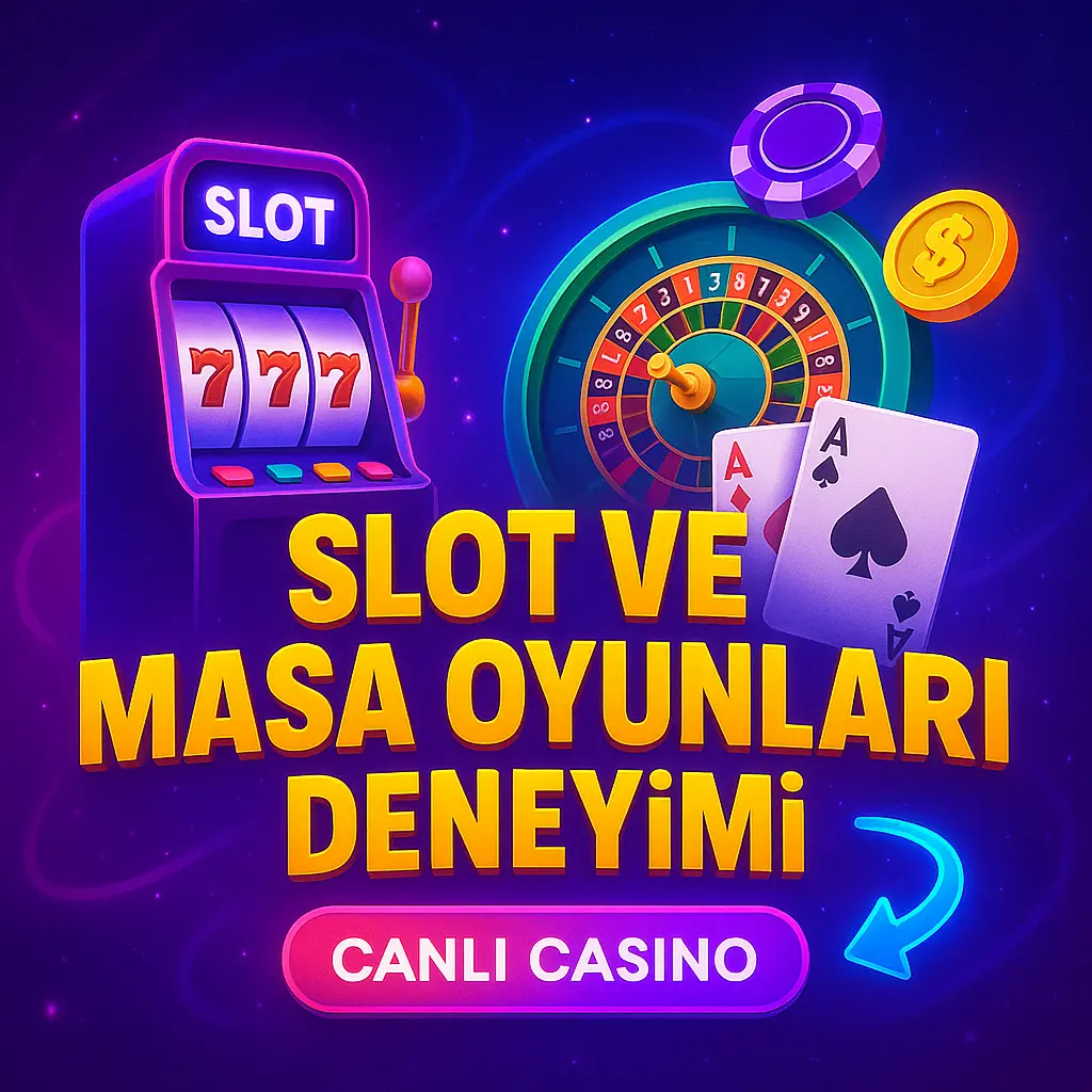 Neon ışıklı slot makinesi, rulet ve iskambil kartları